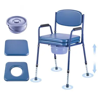 VEVOR Nachttoilettenstuhl 181 kg belastbar, Toilettensitzerhöhung mit gepolsterter Sitzfläche & Rückenlehne, abnehmbarer 5 L Eimer, höhenverstellbarer Toilettenstuhl (815-915 mm) für Erwachsene VEVOR Nachttoilettenstuhl 181 kg belastbar, Toilettensitzerhöhung mit gepolsterter Sitzfläche & Rückenlehne, abnehmbarer 5 L Eimer, höhenverstellbarer Toilettenstuhl (815-915 mm) für Erwachsene