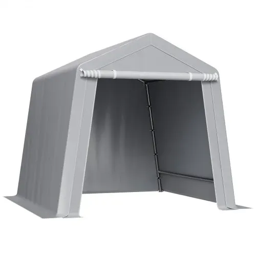 VEVOR Gerätehaus, 243,8x243,8x229cm, Garagenzelt aus PE, Geräteschuppen, Fahrradgarage, Gartenschuppen, Carport, Fahrradschuppen, Aufbewahrungsgarage für Motorrad, Rasenmäher, Fahrrad, grau – Bild 8