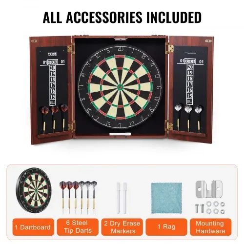 VEVOR Dartboard- und Schrankset Dartboard-Schrank in offizieller Größe, Dartscheibe 45 x 3,8 cm versteckbarer Dartschrank mit Stahlspitzen, komplett mit sämtlichem Zubehör, für Cricket-Spiele – Bild 5