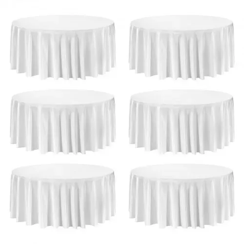 VEVOR 6 Stk. runde Tischdecken Tischwäsche 3352 mm, knitterfreier Tischdeckenschutz, maschinenwaschbares Tischtuch aus Polyestergewebe für Partys Hochzeiten Bankette formelle Veranstaltungen, Weiß – Bild 8