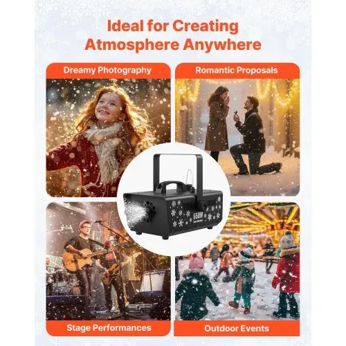 VEVOR Schneemaschine, 650-W-Schneekanone, Kunstschneeerzeuger, Schneeflockenmaschine, Kunstschneeflockenmaschine für den Innen- & Außenbereich für Feiertage, DJ-Partys, Weihnachtsdekoration – Bild 5