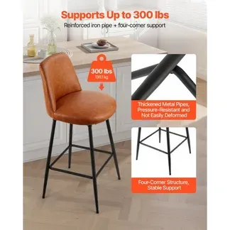 VEVOR Barhocker Thekenhocker 2 Stk. (98 cm hoch) Küchenstuhl mit Rückenlehne & Metallrahmen, Bistrostuhl (136,1 kg belastbar) Küche Esszimmer Kücheninsel Bar, Barstuhl Küchenhocker Braun VEVOR Barhocker Thekenhocker 2 Stk. (98 cm hoch) Küchenstuhl mit Rückenlehne & Metallrahmen, Bistrostuhl (136,1 kg belastbar) Küche Esszimmer Kücheninsel Bar, Barstuhl Küchenhocker Braun