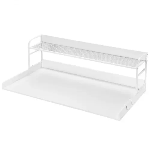 VEVOR Arbeitsplatte für Waschmaschine und Trockner mit 2-stufigem Regal (1370 x 700 x 419 mm) Trommelregal mit Anti-Rutsch-Pads, wasserabweisende Wäscheauflage für Aufbewahrung weiß – Bild 8