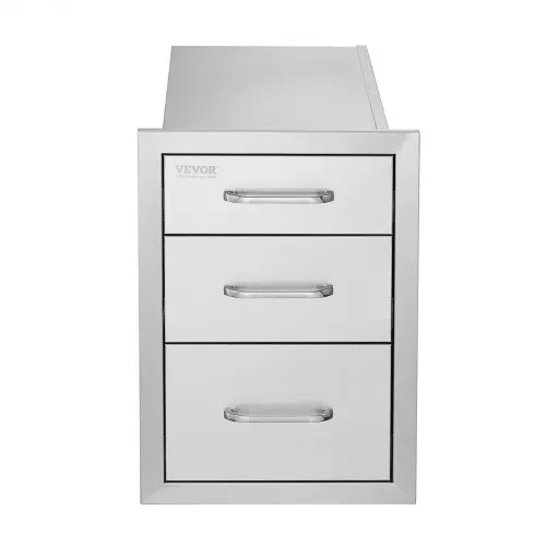 VEVOR Outdoor-Küchenschubladen, Unterputz-Grillschubladen aus Edelstahl mit dreifachem Zugriff und Griff, Grillinselschubladen für Außenküchen oder Terrassen-Grillstationen 356 x 516 x 588 mm – Bild 10