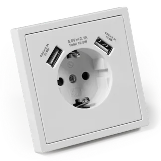 Schutzkontakt-Steckdose McPower “Shallow“ 2xUSB-A – 5V/2,1A Schutzkontakt-Steckdose McPower “Shallow“ 2xUSB-A – 5V/2,1A