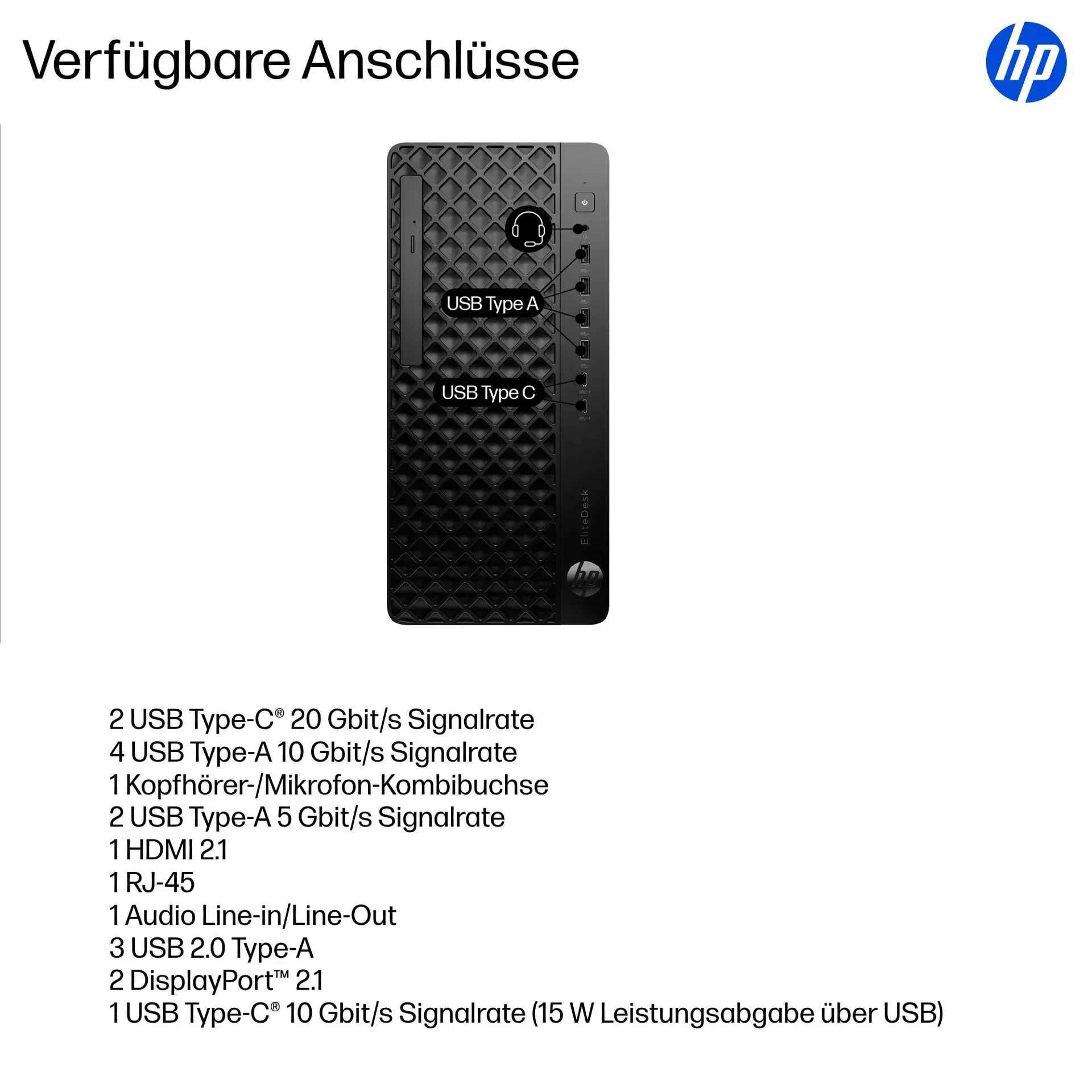 HP EliteDesk 8 Tower G1i AI Intel Core Ultra 9 285 64 GB DDR5-SDRAM 1 TB SSD NVIDIA GeForce RTX 3050 Windows 11 Pro PC AI PC Schwarz – Bild 4