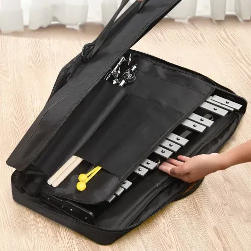 VEVOR Glockenspiel-Xylophon-Set mit 32 Tönen, professionelles Schlaginstrumenten-Set mit Schlägeln, Trommelstöcken, Notenständer, verstellbarem Ständer und Tragetasche für Schüler und Erwachsene – Bild 7