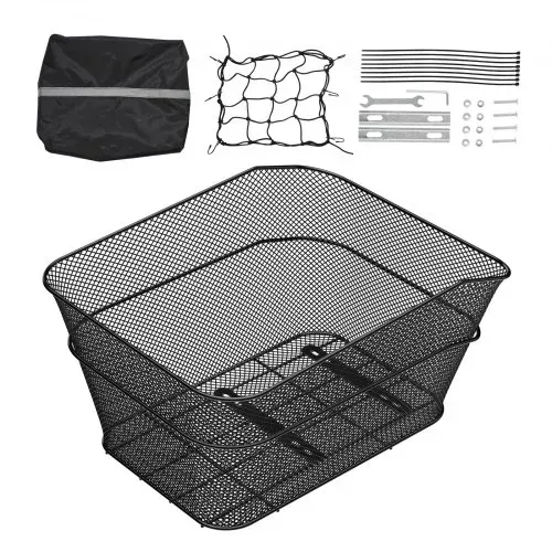 VEVOR Fahrradkorb Hinten 39x31x21 cm, Drahtgeflecht-Hinterradkorb mit Gepäcknetz & Abdeckung, Gepäckträgerkorb, passt auf die meisten Fahrradgepäckträger, Montagewerkzeug im Lieferumfang enthalten – Bild 8