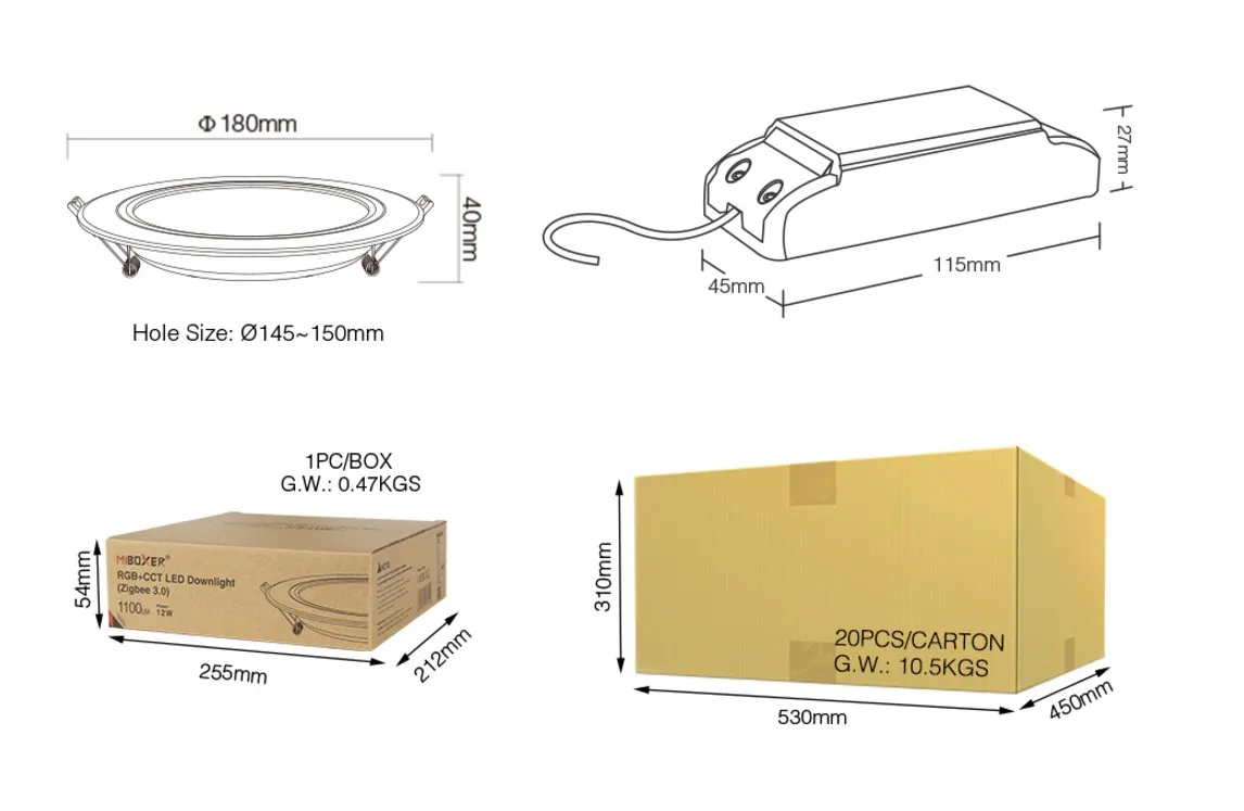 MiBoxer FUT066ZR LED Panel Rund 12W RGB-WW (RGB-CCT) mit ZigBee 3.0 – Bild 8