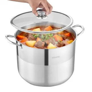 VEVOR Edelstahl Kochtopf 15,1 L Großer Suppentopf mit Glasdeckel Induktionsgeeignet Hochwertiger Nudeltopf PFOA-frei PFAS-frei für Gasherd Elektrokochfeld Ideal für Eintöpfe Pasta Familienportionen VEVOR Edelstahl Kochtopf 15,1 L Großer Suppentopf mit Glasdeckel Induktionsgeeignet Hochwertiger Nudeltopf PFOA-frei PFAS-frei für Gasherd Elektrokochfeld Ideal für Eintöpfe Pasta Familienportionen