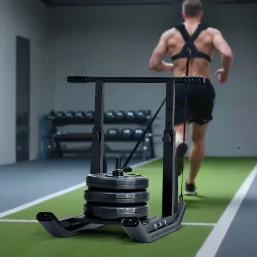 VEVOR Gewichtsschlitten Kraftschlitten Krafttrainingsschlitten zur Verbesserung der Geschwindigkeit bei sportlichen Übungen, Fitnessgerät mit verstellbarem Griff, für 25/51 mm Gewichtsscheiben – Bild 7