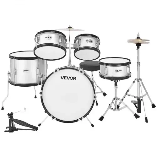 VEVOR Schlagzeug Set, 5-teilig, inkl. 40,6 cm Basstrommel, 25,4 cm Snare, 20,3 cm & 25,4 cm Tomtoms, 33 cm Standtom, 25,4 cm Crash-Becken & 20,3 cm Hi-Hat, für Kinder von 6–13 Jahren Silber – Bild 10