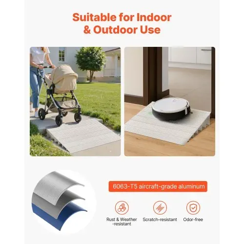 VEVOR Türschwellenrampe, 805x865x155 mm, Rollstuhlrampe aus Aluminiumlegierung mit einer Tragkraft von 360 kg, Bordsteinrampen für Heimtreppen, Rollstühle Roller Gehhilfen Fahrräder Dreiräder – Bild 3