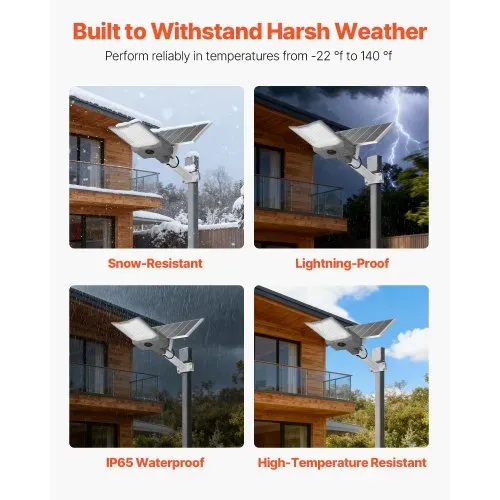 VEVOR Solar Straßenlaterne 900000 LM, Straßenlampe 12000 W, mit Dämmerungssensor, geteilte LED-Flutlicht-Solarleuchte mit Funkfernbedienung, Gartenlampe, IP65 wasserdicht, für Einfahrten & Höfe – Bild 5