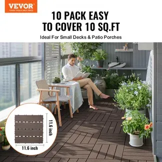 VEVOR Terrassenfliesen, 10er-Set, Balkonfliesen 295 x 295 mm, Klickfliesen, wasserdichter Kunststoff-Bodenbelag für den Außenbereich, Terrassenbodenbelag für Veranda, Pool, Balkon, Dunkelbraun VEVOR Terrassenfliesen, 10er-Set, Balkonfliesen 295 x 295 mm, Klickfliesen, wasserdichter Kunststoff-Bodenbelag für den Außenbereich, Terrassenbodenbelag für Veranda, Pool, Balkon, Dunkelbraun