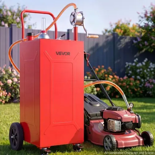 VEVOR 113,6L Kraftstofftrolley Mobile Tankanlage mit Manueller Pumpe Rot, Tragbarer Kraftstoffbehälter für Auto Rasenmäher Boot, Mit 4 Rollen & Ölstandsanzeige, Für Benzin & Diesel, Kohlenstoffstahl – Bild 7