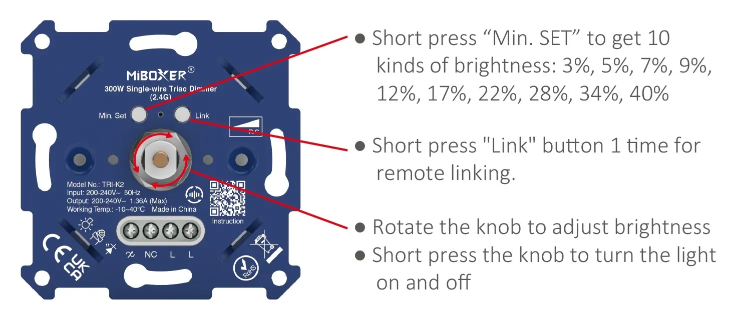 MiBoxer TRI-K2 Triac Dimmer 2,4 GHz für LED-Lampen ohne Neutralleiter – Bild 5