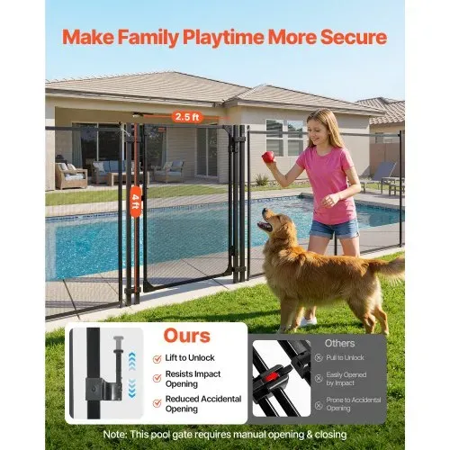 VEVOR Poolzaun Tor 1,2×0,75 m, Tür für Poolschutzzaun Kinderschutzzaun, Sicherheitstor-Set mit Metallriegel, 352 g/m² Teslin-PVC-Gewebe, Vierkantrohr, Abschließbar, für Schwimmbecken, Schwarz VEVOR Poolzaun Tor 1,2×0,75 m, Tür für Poolschutzzaun Kinderschutzzaun, Sicherheitstor-Set mit Metallriegel, 352 g/m² Teslin-PVC-Gewebe, Vierkantrohr, Abschließbar, für Schwimmbecken, Schwarz