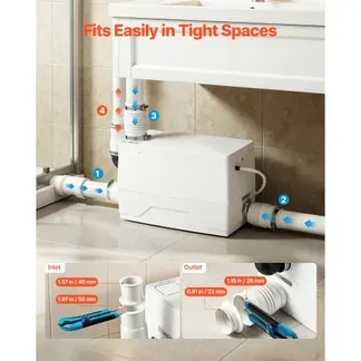 VEVOR Hebeanlage 800 W 7200 L/h Abwasserhebeanlage mit 8 m Förderhöhe Weiß, Abwasserpumpe mit 3 Einlässen zur Abwasserentsorgung in Keller Küche Spüle Dusche Badewanne und Waschküche VEVOR Hebeanlage 800 W 7200 L/h Abwasserhebeanlage mit 8 m Förderhöhe Weiß, Abwasserpumpe mit 3 Einlässen zur Abwasserentsorgung in Keller Küche Spüle Dusche Badewanne und Waschküche
