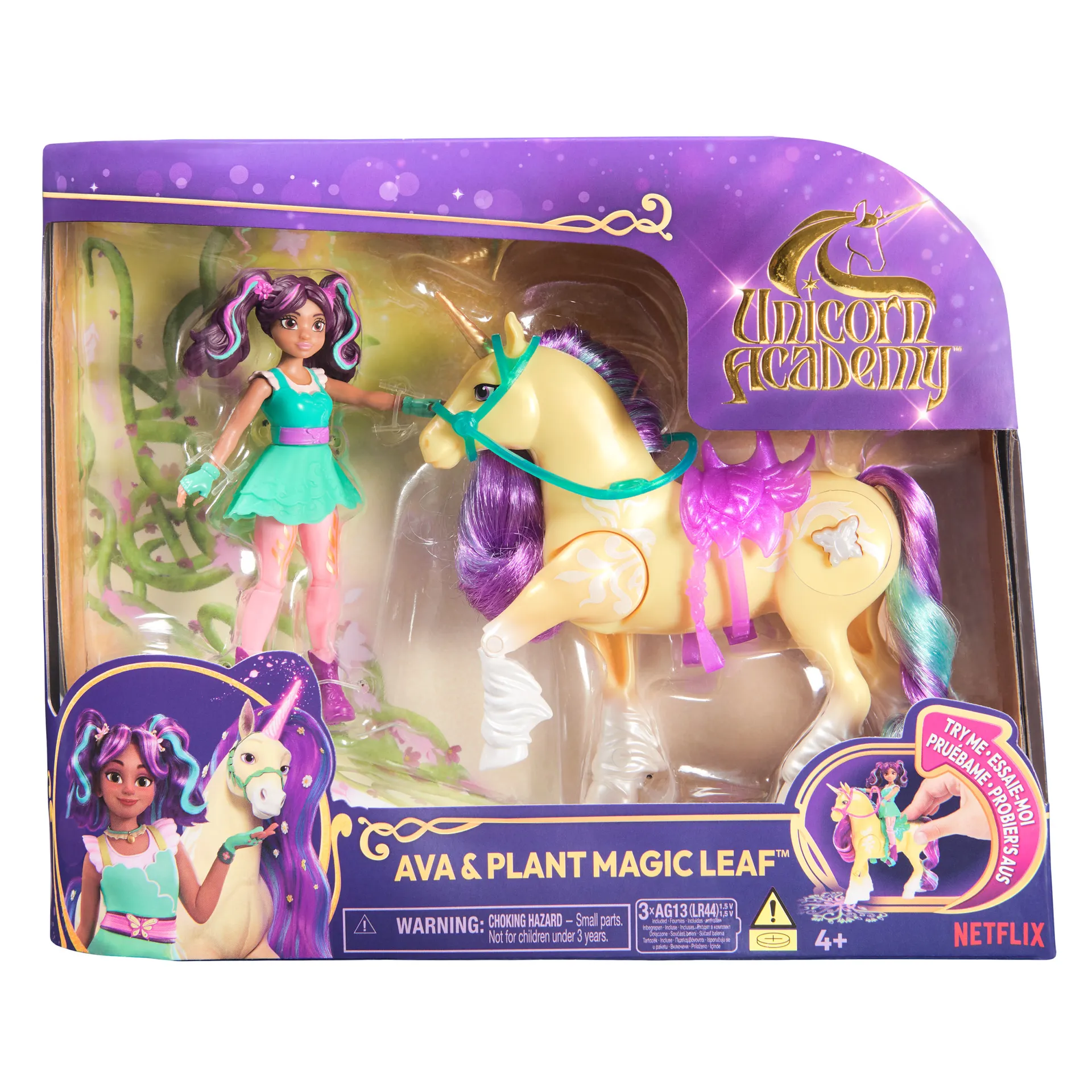 Unicorn Academy Set – Ava und Pflanzen-Magie Leaf mit echter Mähne und Schweif sowie magischer Leuchtfunktion, ca. 12 cm große Originalfiguren zur beliebten Netflix Serie Unicorn Academy Set – Ava und Pflanzen-Magie Leaf mit echter Mähne und Schweif sowie magischer Leuchtfunktion, ca. 12 cm große Originalfiguren zur beliebten Netflix Serie