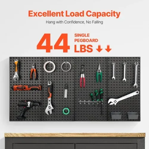 VEVOR Werkzeugwand, 61 x 30 cm, 4er-Set, robuster Stecktafel-Wand-Organizer mit Zubehör, für Wohnzimmer, Garage, Werkzeugaufbewahrung, Büroorganisation, Bastelraum, Küche, Zuhause, schwarz VEVOR Werkzeugwand, 61 x 30 cm, 4er-Set, robuster Stecktafel-Wand-Organizer mit Zubehör, für Wohnzimmer, Garage, Werkzeugaufbewahrung, Büroorganisation, Bastelraum, Küche, Zuhause, schwarz