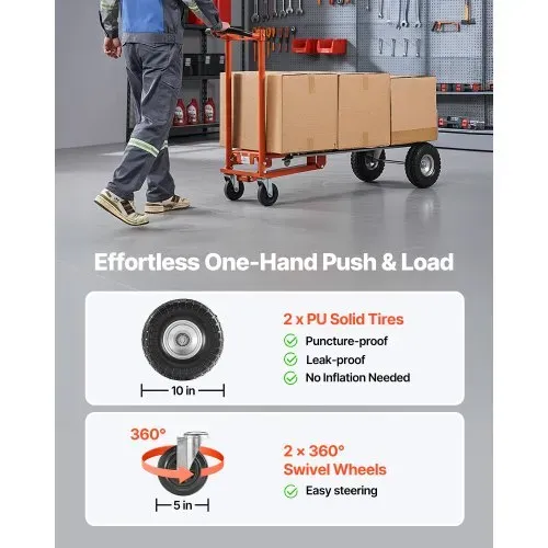 VEVOR 4-in-1-Sackkarre, 453,6 kg Tragkraft im 4-Rad-Modus, umwandelbare Transportkarre mit rutschfestem Griff & Rädern, Handkarre aus Aluminiumlegierung, Transportroller für Umzüge, Büros & Lager – Bild 2