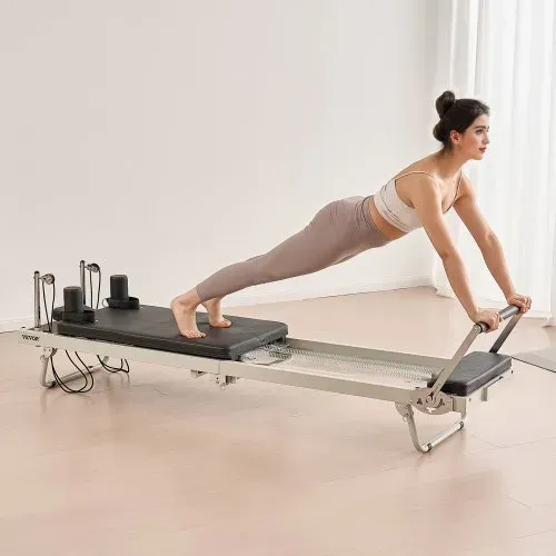 VEVOR faltbarer Pilates Reformer Trainingsgerät für den Einsatz im Heim-Fitnessstudio, Pilates-Bett mit doppeltem Widerstand – Feder & Kordel, für Fortgeschrittene und Anfänger, bis zu 181,44 kg – Bild 7