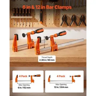 VEVOR Schraubzwingen, 8er-Pack, 15,24 cm & 30,48 cm F-Zwingen, 272 kg Klemmzwinge, mit Kunststoffauflage & Selbstverriegelung, Temperguss & Kohlenstoffstahl, für die Holz- & Metallbearbeitung VEVOR Schraubzwingen, 8er-Pack, 15,24 cm & 30,48 cm F-Zwingen, 272 kg Klemmzwinge, mit Kunststoffauflage & Selbstverriegelung, Temperguss & Kohlenstoffstahl, für die Holz- & Metallbearbeitung