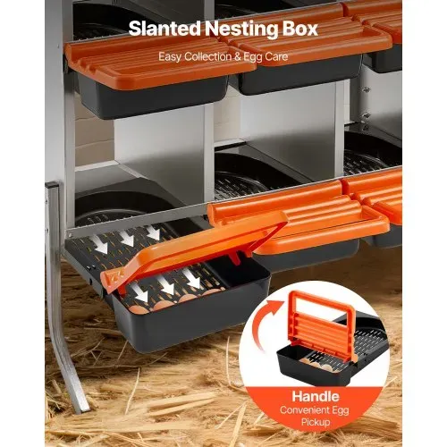 VEVOR 2-stöckiges Legenest 1320x525x990 mm, 10 Fächer, Hühnernest aus Metall mit Stützbeinen & Lüftungslöchern, Geflügelnester, Abrollnest, ideal für Hennen, Enten, Hühner & anderes Geflügel – Bild 3