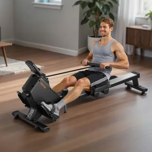 VEVOR leises magnetisches Rudergerät 16 Widerstandsstufen, faltbares Rudergerät für Zuhause mit leichtgängigem Riemenscheibendesign & LCD-Monitor, Bluetooth-App-kompatibel, 158 kg belastbar – Bild 7