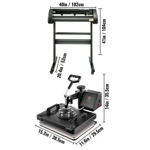 VEVOR 5 in 1 Hitzepresse 863,6 mm Vinyl Schneideplotter Kunsthandwerk Drucker mit Tabelle – Bild 7