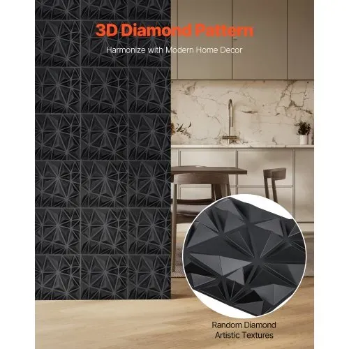 VEVOR 3D-Wandpaneele, 33er-Set 30×30 cm PVC-Moderne minimalistische Wandverkleidung, 2,97 m², Wanddeko, Inneneinrichtung für Decke, Schlafzimmer, Wohn- und Spielzimmer, Mattschwarz VEVOR 3D-Wandpaneele, 33er-Set 30×30 cm PVC-Moderne minimalistische Wandverkleidung, 2,97 m², Wanddeko, Inneneinrichtung für Decke, Schlafzimmer, Wohn- und Spielzimmer, Mattschwarz