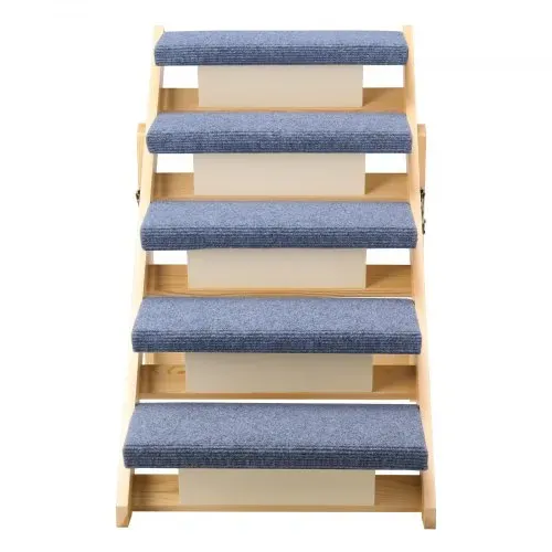 VEVOR Hundetreppe 780x470x660 mm, 5-stufige Hautiertreppe, klappbare Holztreppe geeignet für kleine, mittlere, große, ältere Haustiere sowie Welpen bis 68 kg, Hundeleiter für Betten, Sofas & Autos – Bild 8