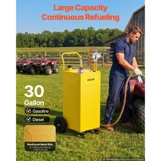 VEVOR 113,6L Kraftstofftrolley Mobile Tankanlage mit Manueller Pumpe Gelb, Tragbarer Kraftstoffkanister für Auto Rasenmäher Boot, Mit 4 Rollen & Ölstandsanzeige, Für Benzin & Diesel, Kohlenstoffstahl VEVOR 113,6L Kraftstofftrolley Mobile Tankanlage mit Manueller Pumpe Gelb, Tragbarer Kraftstoffkanister für Auto Rasenmäher Boot, Mit 4 Rollen & Ölstandsanzeige, Für Benzin & Diesel, Kohlenstoffstahl
