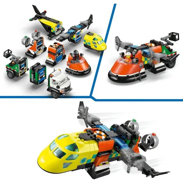 60505 City Kombinationsset mit Flugzeug, Wartungsfahrzeug und Luftkissenboot, Konstruktionsspielzeug – Bild 4