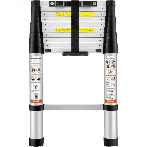 VEVOR 3,2m Teleskopleiter Rutschfester Klappleiter 48x9,5x76,5cm Stehleiter Ein-Knopf-Rückzug Mehrzweckleiter Aluminiumlegierung 170kg Belastbarkeit Ideal für Hausreparaturen Dekoration Wandanstrich – Bild 9