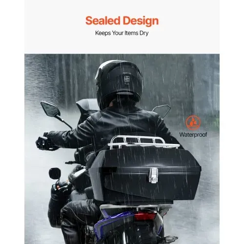 VEVOR Motorrad-Topcase Motorradkoffer 48 L universelle Heckbox aus PP-Material, wasserdichte & abnehmbare Motorrad-Topbox mit Mehrlochboden & Regal Helmkoffer (565 x 500 x 380 mm) – Bild 5