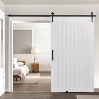 VEVOR Schiebetür im Scheunenstil Schiebetürsystem (1219 x 2134 mm) aus hochfesten MDF-Platten, Scheunentor mit Hardware-Kit & wasserfester PVC-Oberfläche & H-Rahmen für Wohnzimmer Badezimmer Weiß VEVOR Schiebetür im Scheunenstil Schiebetürsystem (1219 x 2134 mm) aus hochfesten MDF-Platten, Scheunentor mit Hardware-Kit & wasserfester PVC-Oberfläche & H-Rahmen für Wohnzimmer Badezimmer Weiß