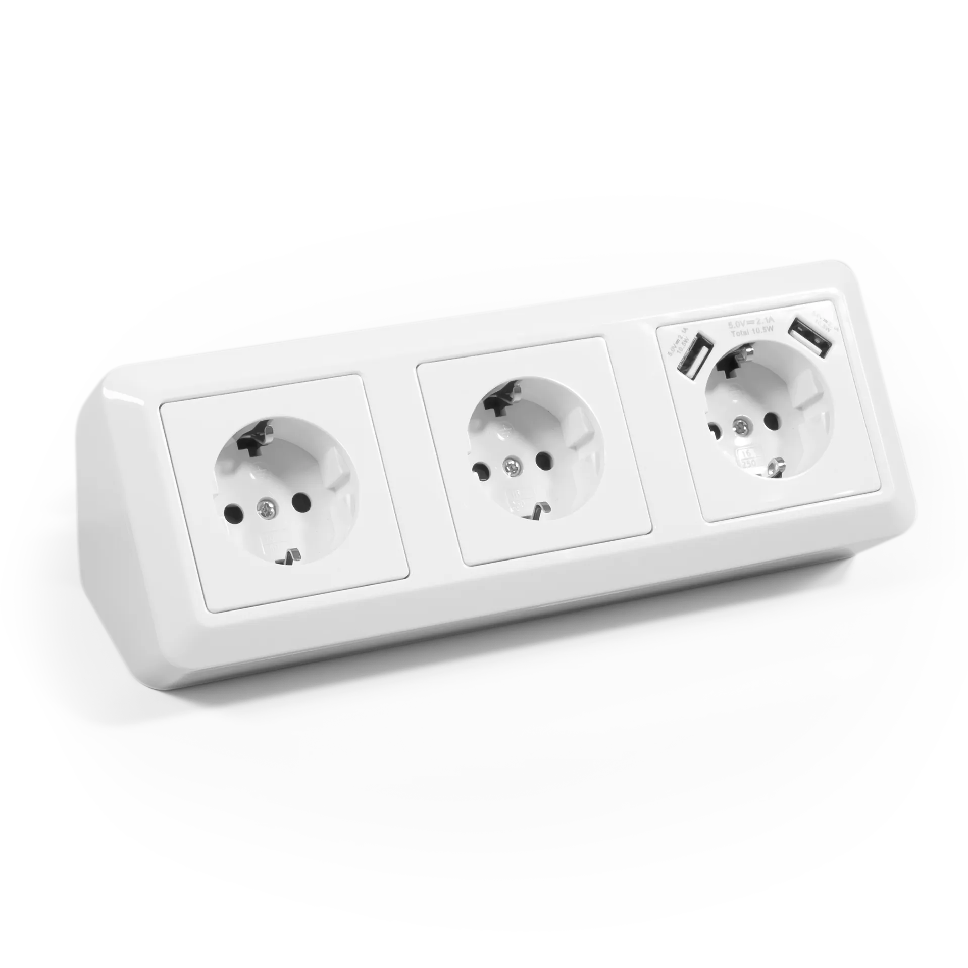 Steckdosenblock McPower “Cup“ Aufbau, weiß, 3-fach Schutzkontakt + USB Steckdosenblock McPower “Cup“ Aufbau, weiß, 3-fach Schutzkontakt + USB