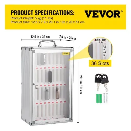 VEVOR Handy Aufbewahrungsschrank 1 x 6 cm, Handy Aufbewahrungsbox 32 x 20 x 51 cm 5 kg Speicher Rack, Unabhängiger Handy Aufbewahrungsschrank Wand Montiert Multifunktionale Lagerung Box – Bild 6