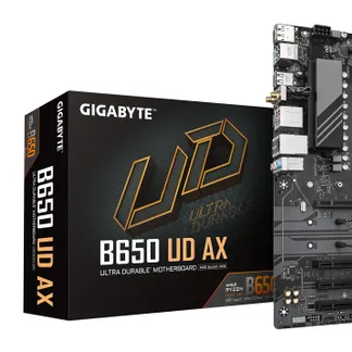 GIGABYTE B650 UD AX Motherboard – Unterstützt AMD Ryzen 9000 Serie CPUs, 6+2+2 Phasen VRM, bis zu 7600MHz DDR5 (OC), 1x PCIe 5.0 + 2x PCIe 4.0 M.2, GbE LAN, Wi-Fi 6, USB 3.2 Gen 2 GIGABYTE B650 UD AX Motherboard – Unterstützt AMD Ryzen 9000 Serie CPUs, 6+2+2 Phasen VRM, bis zu 7600MHz DDR5 (OC), 1x PCIe 5.0 + 2x PCIe 4.0 M.2, GbE LAN, Wi-Fi 6, USB 3.2 Gen 2