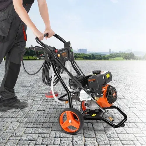 VEVOR Benzin-Hochdruckreiniger, 3400 PSI 2,6 GPM, Terrassenreinger 10 L/min mit Aluminiumpumpe, Hochdruckpistole & Verlängerungsstab, 5-Düsen-Set, für Autos, Zäune, Häuser, Terrassen, vertikal – Bild 7