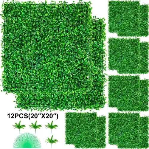 VEVOR Künstliche Pflanzenwand 12 Stk. 20 x 20 Zoll, Sichtschutz Hecke Künstlich Grün, Künstliche Buchsbaumplatte PE, Sichtschutz Kunstpflanzen 50 x 50 cm Sichtschutzhecke Wanddekoration Pflanzenwand – Bild 7