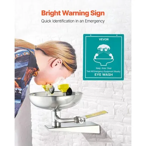 VEVOR Augenspülstation 27 cm, wandmontierte Augendusche aus Edelstahl, Notfallwaschbecken 410x330x240 mm, Augenreinigungsgerät, ideal für Labore, Fabriken, Schulen, Baustellen – Bild 3