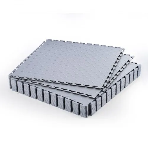 VEVOR PVC Garagenboden, 16er-Pack 513x513x5 mm, Werkstattboden, Industrieboden, Klick Verlegung, rutschfeste PVC-Matten mit Diamantplatte für Werkstatt, Lager, Werkzeugraum, Hellgrau VEVOR PVC Garagenboden, 16er-Pack 513x513x5 mm, Werkstattboden, Industrieboden, Klick Verlegung, rutschfeste PVC-Matten mit Diamantplatte für Werkstatt, Lager, Werkzeugraum, Hellgrau
