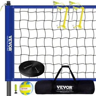 VEVOR Volleyballnetz Höhenverstellbares Volleyballnetz Set, 9,7 x 2,4 m Tragbarer Beachvolleyball-Netz, Blau Volleyballnetz Faltbare Volleyballnetz mit Volleyball & Tragetasche, für Garten, Strand VEVOR Volleyballnetz Höhenverstellbares Volleyballnetz Set, 9,7 x 2,4 m Tragbarer Beachvolleyball-Netz, Blau Volleyballnetz Faltbare Volleyballnetz mit Volleyball & Tragetasche, für Garten, Strand