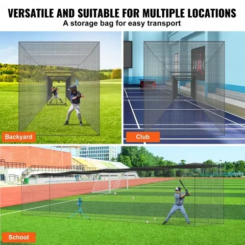 VEVOR Baseball-Schlagkäfig-Netz für Zuhause oder Hinterhof 70 Fuß, Baseballkäfig-Netz zum Schlagen und Aufstellen, Baseballnetz, Schlagkäfig, für Kinder oder Erwachsene Schwarz – Bild 4