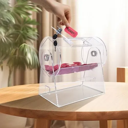VEVOR Lostrommel Glückskind 2500 Lose oder 100 Tombola-Kugeln Fassungsvermögen, Professioneller Los-Drehkäfig mit 2 Schlüsseln, Transparente Lotterie-Drehscheibe, Losbox für Lotteriespiele – Bild 7
