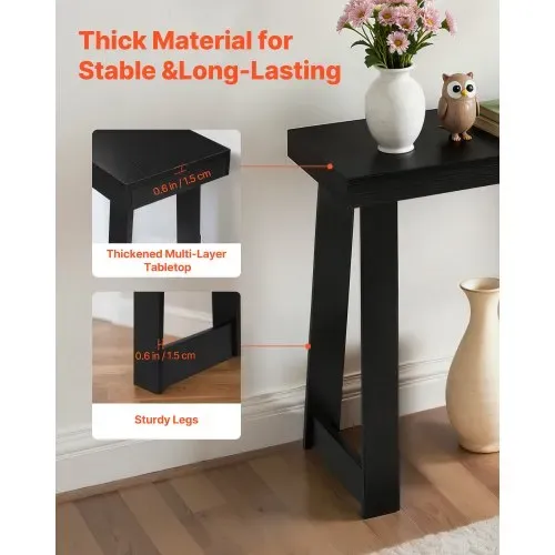 VEVOR Konsolentisch Eingangtisch hinter dem Sofa (118 x 30,5 x 81 cm / L x B x H), rechteckiger Beistelltisch aus Mehrschichtplatte für Flur Schlafzimmer Wohnzimmer Foyer, Flurtisch Schwarz – Bild 4