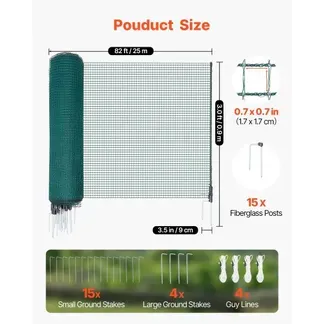 VEVOR Begrenzungszaun 25×0,9 m, Weidezaun aus PE, Mobiler Hundezaun mit Doppelspitzenpfählen & Abspannseilen, Hühnerzaun, Gartenzaun, Campingzaun für Hunde, Hühner, Pflanzen, Außenbereiche VEVOR Begrenzungszaun 25×0,9 m, Weidezaun aus PE, Mobiler Hundezaun mit Doppelspitzenpfählen & Abspannseilen, Hühnerzaun, Gartenzaun, Campingzaun für Hunde, Hühner, Pflanzen, Außenbereiche